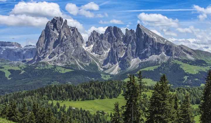 Sassolungo seen from the Alpe di Siusi